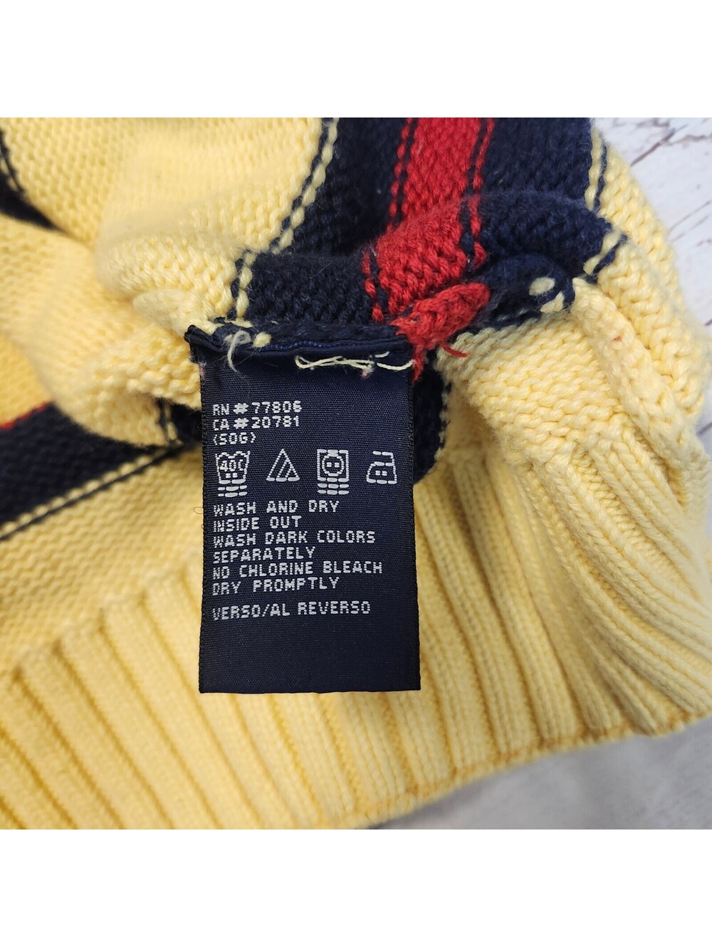 Tommy Hilfiger Yellow Striped Crewneck Sweater Mens Size Medium - Picture 5 of 9